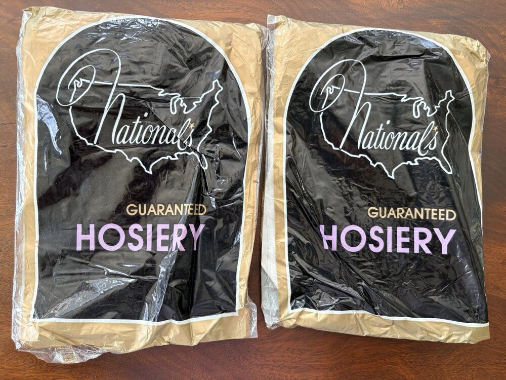 Nationals Hosiery Nylons Thigh High Natural Beige T-14 One Size 2 Pair VTG NOS